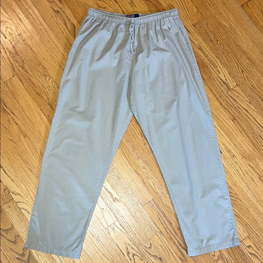 Polo Ralph Lauren Lounging Pants Tan Cotton Multi-Colored Rider Men's Sz Medium